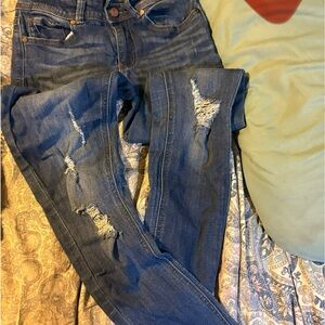 Indigo Dark Blue Distressed Skinny Jeans